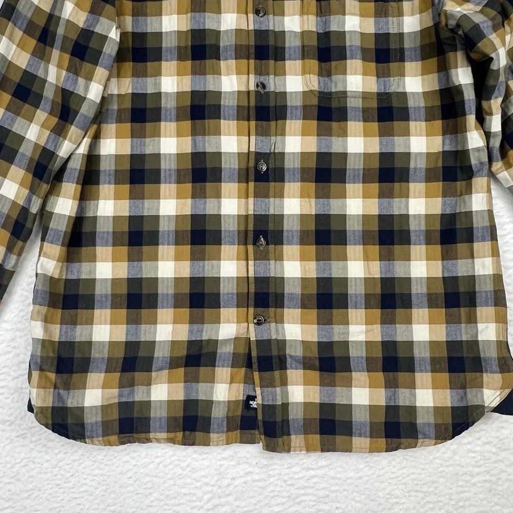 THE NORTH FACE Button Up Shirt Blue Green Plaid Lockhart‎ Flannel Men's Large